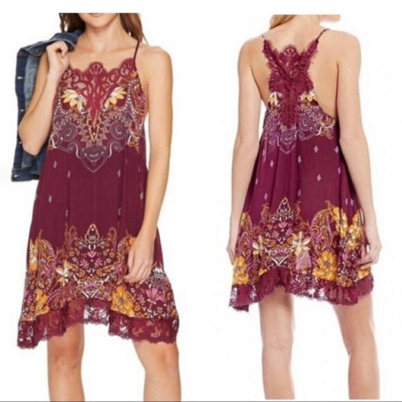 Free People Intimately Who's Sorry Now Lace Trimmed Slip Dress Size S EUC - Picture 1 of 10